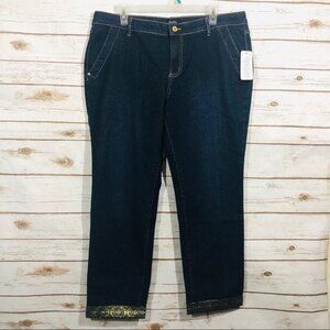 New Du Jour women’s size 16 jeans with gold trim